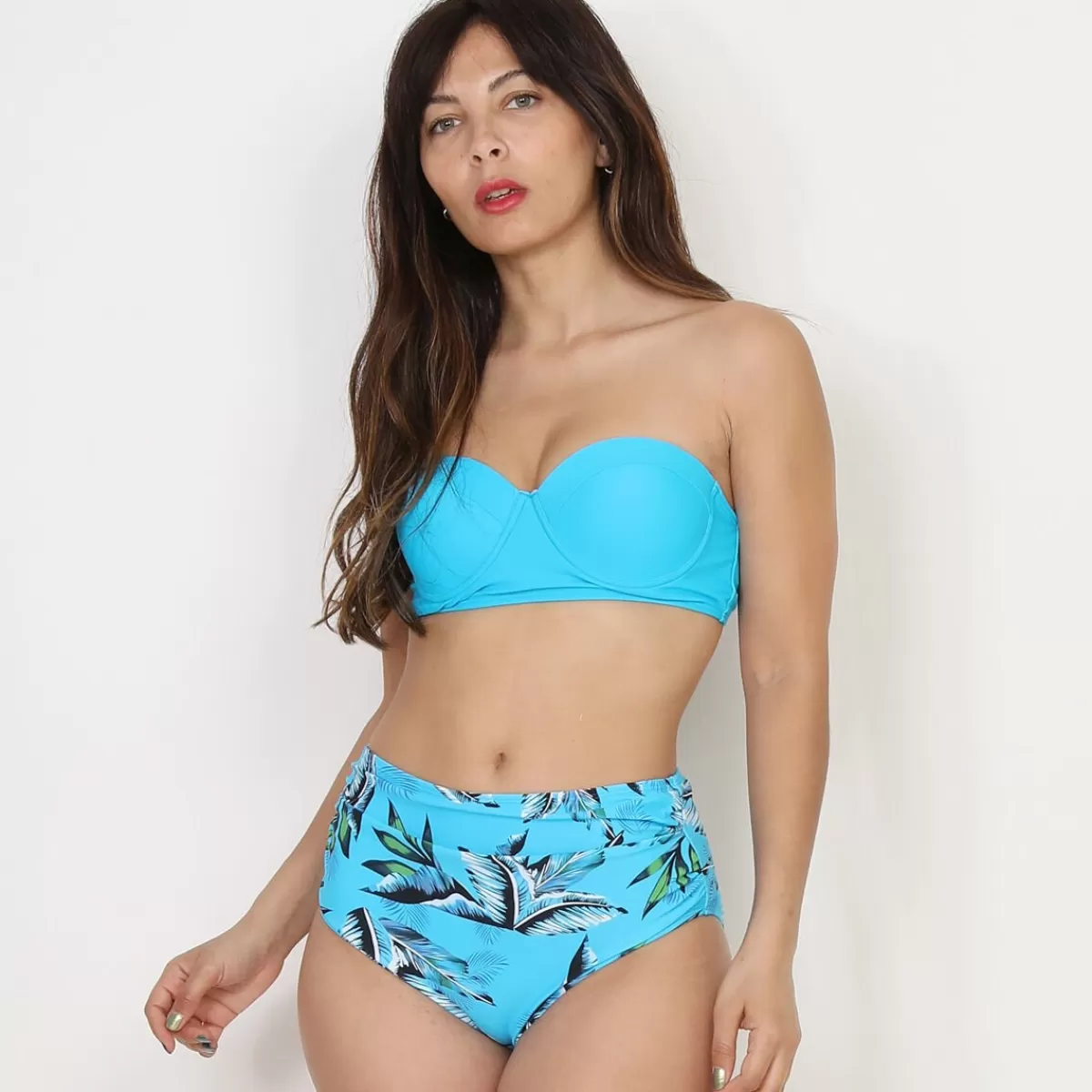 La Modeuse Maillots De Bain*Bikini bandeau à culotte tropicale