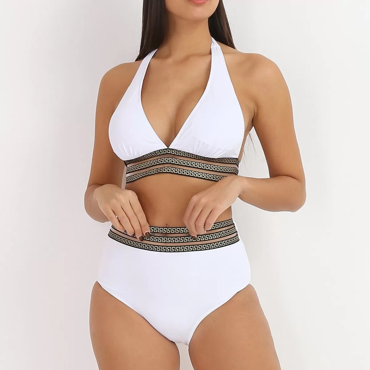 La Modeuse Maillots De Bain*Bikini taille haute  à motif Grecque