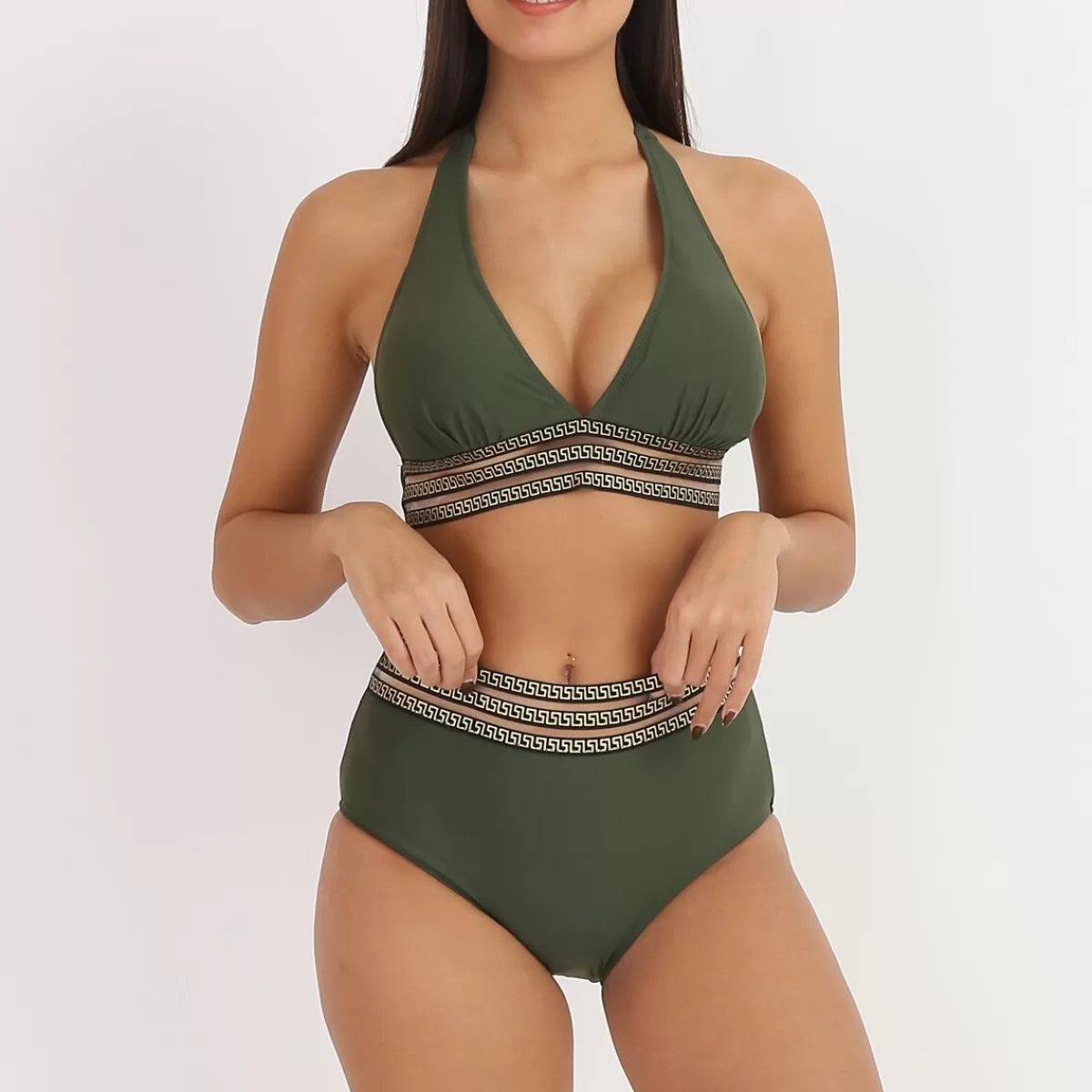 La Modeuse Maillots De Bain*Bikini taille haute  à motif Grecque