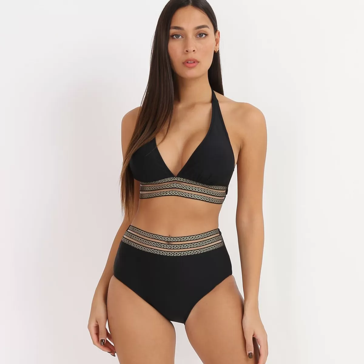 La Modeuse Maillots De Bain | Grandes Tailles (44 Et +)*Bikini taille haute à motif Grecque