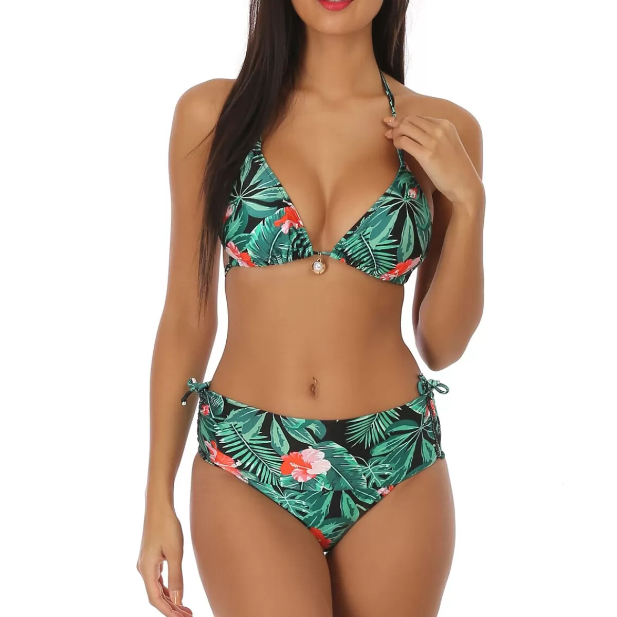 La Modeuse Maillots De Bain*Bikini triangles  satiné à imprimé tropical