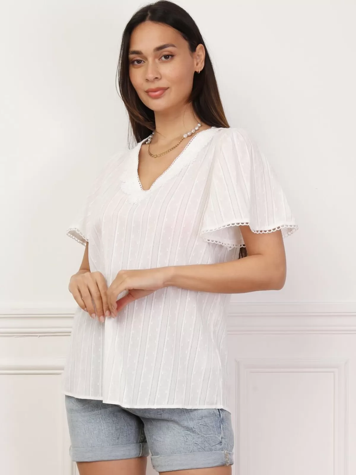 La Modeuse FASHION MATERNITY | Tops, T-shirts*Blouse à plumetis et manches papillons