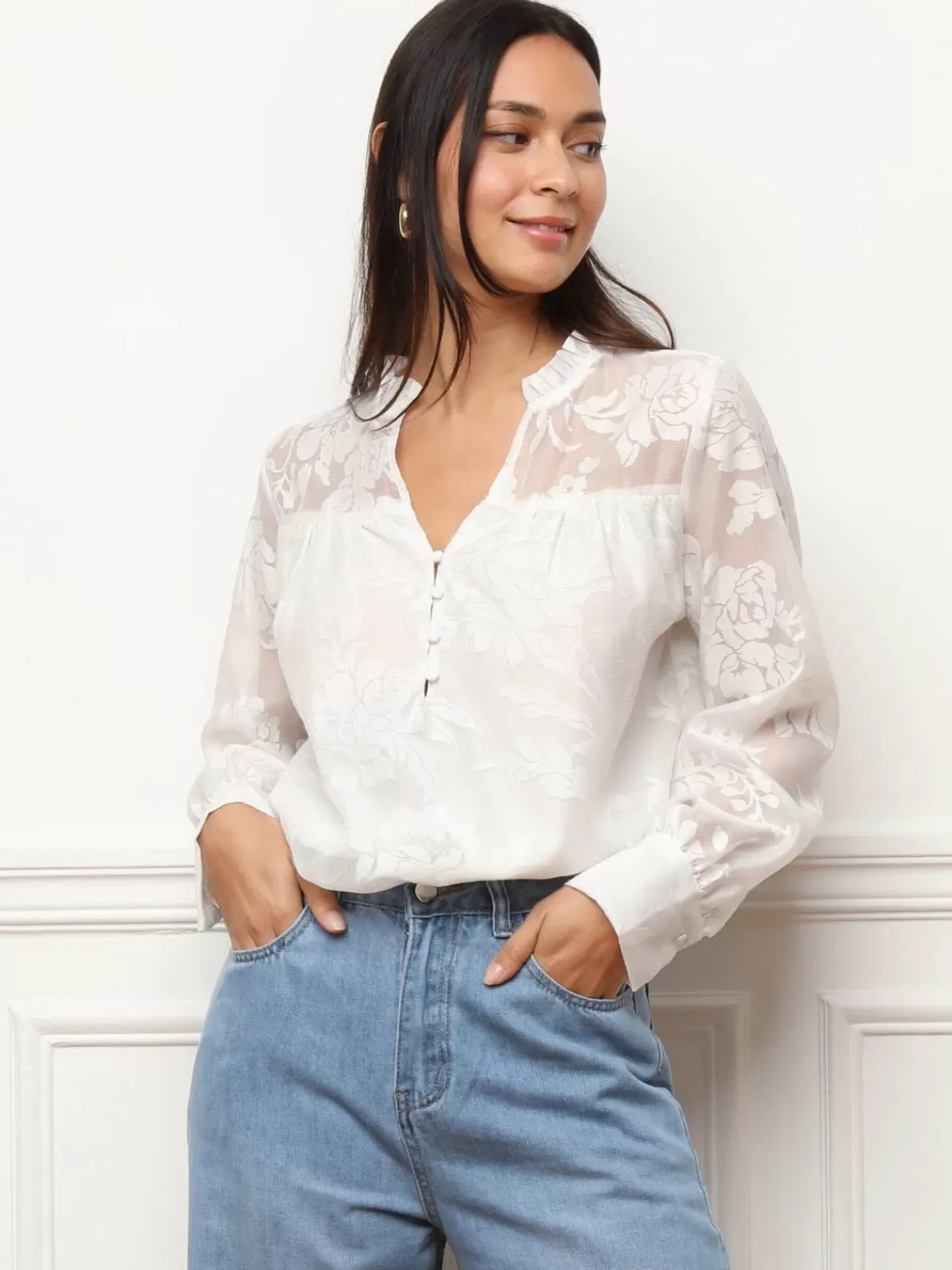 La Modeuse Tops, T-shirts*Blouse en voile à imprimé floral