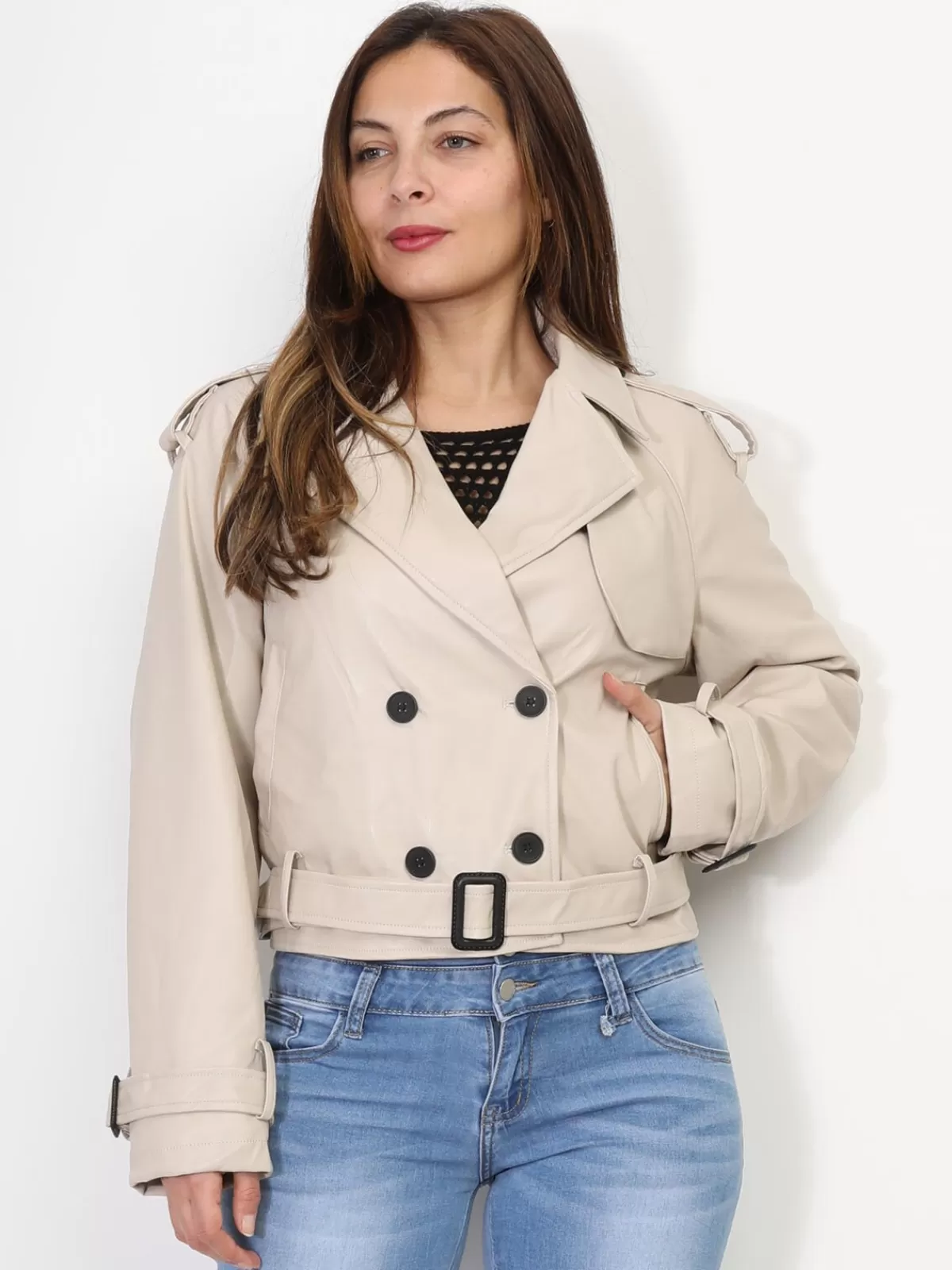 La Modeuse Trenchs*Blouson style trench en simili