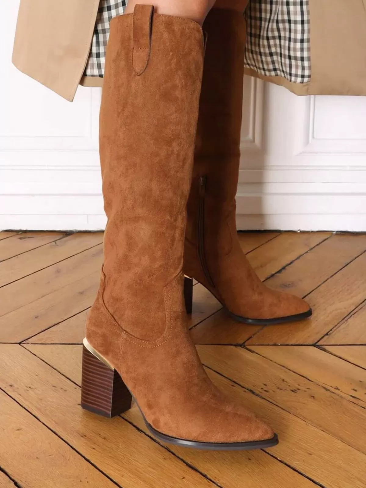 La Modeuse Bottes, Cuissardes*Bottes en suédine avec pièce métallique