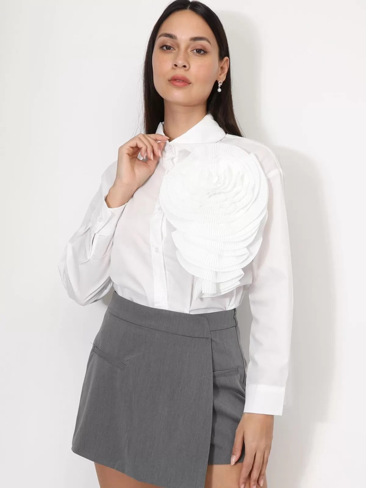 La Modeuse Collection Cérémonies | Business Collection*Chemise ample à fleur plissée XXL