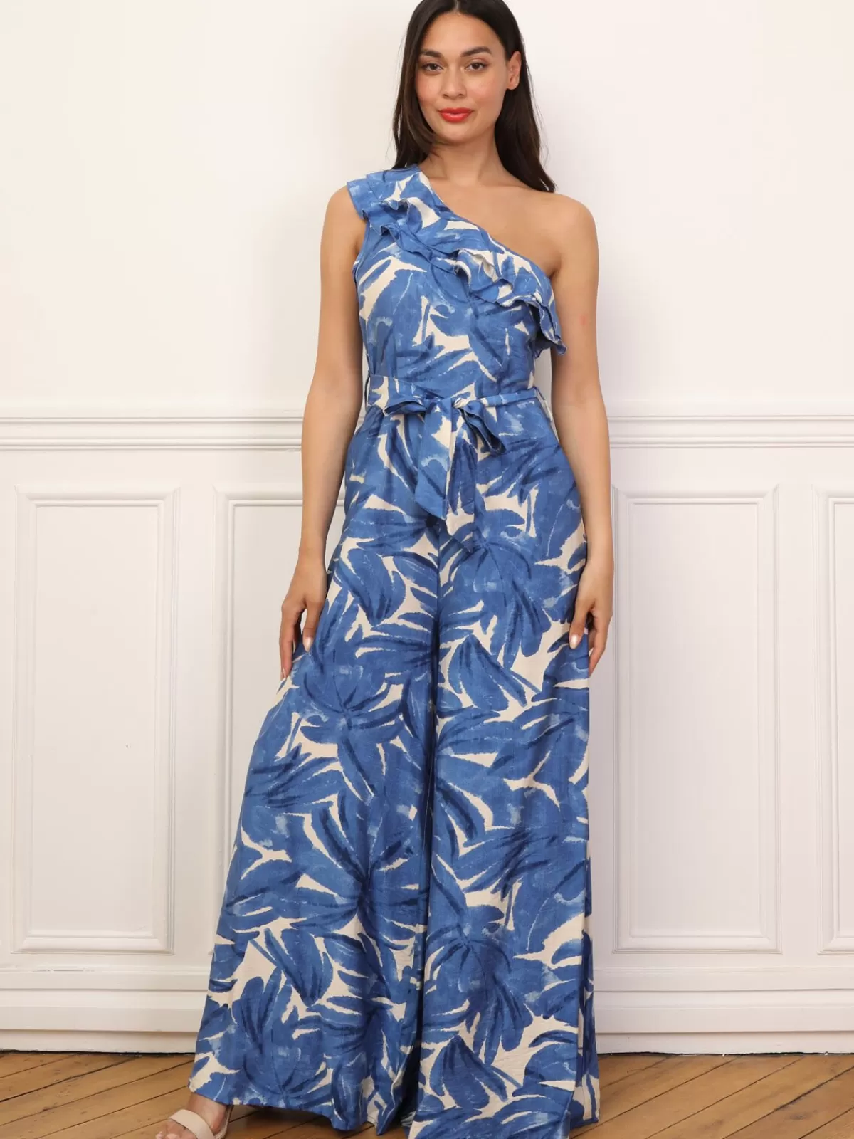 La Modeuse Combinaisons*Combinaison asymétrique à motif tropical