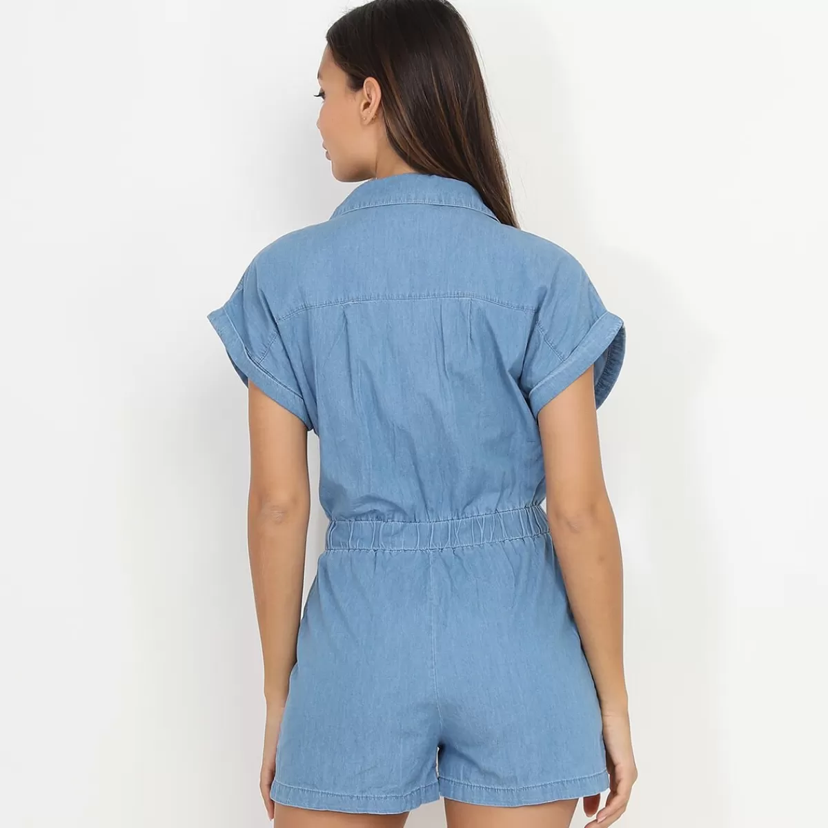 La Modeuse Combinaisons*Combi-short denim à zip