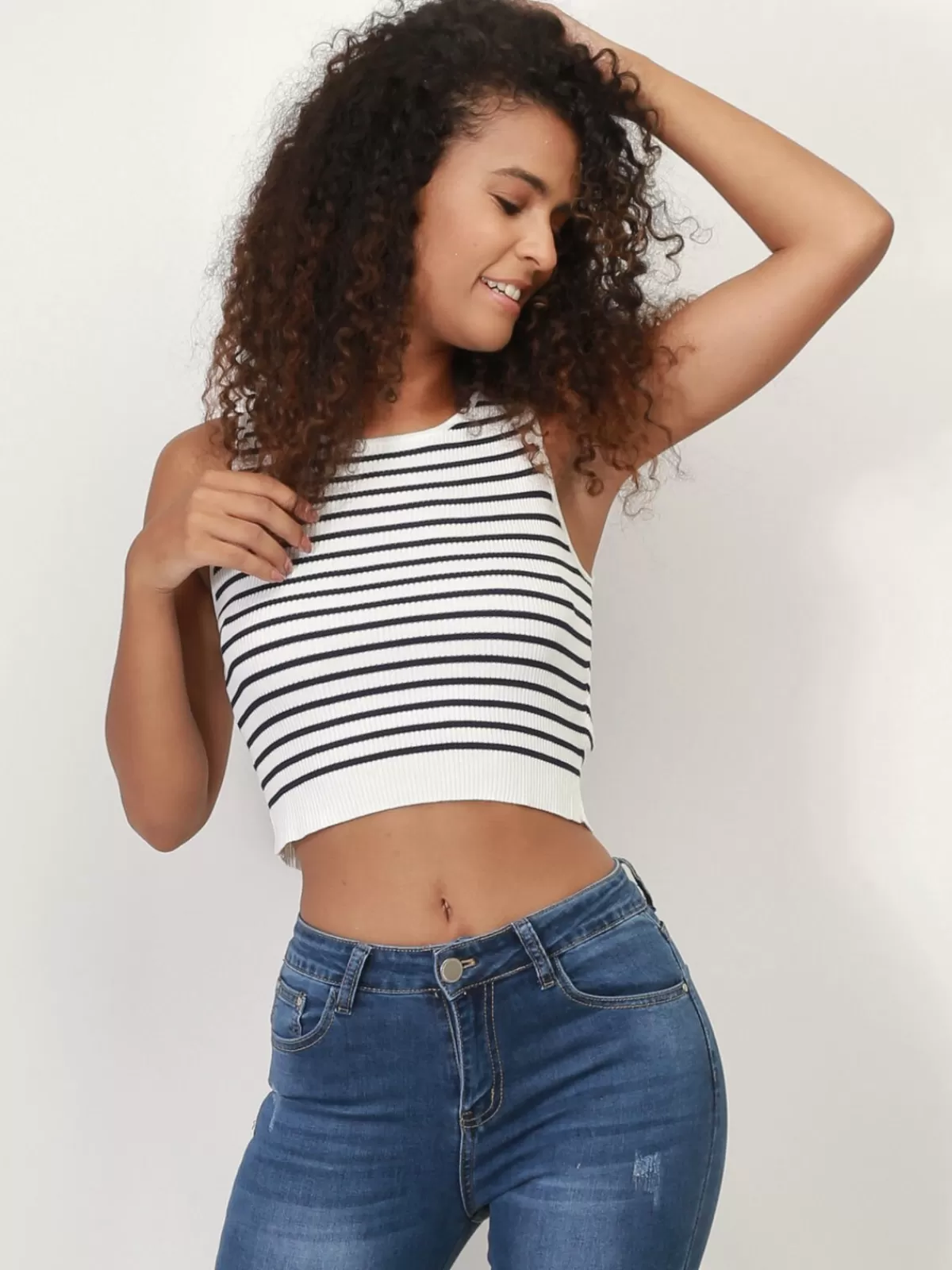 La Modeuse Tops, T-shirts*Crop top marinière