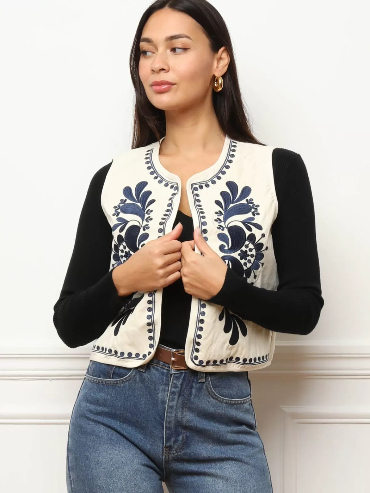 La Modeuse Gilets, Cardigans | Tops, T-shirts*Gilet sans manches à broderies