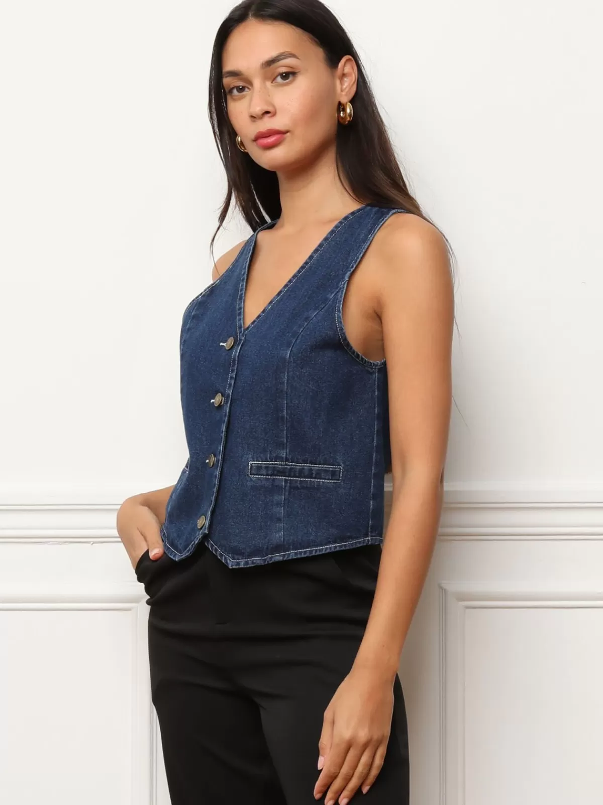 La Modeuse Business Collection | Tops, T-shirts*Gilet sans manches en denim