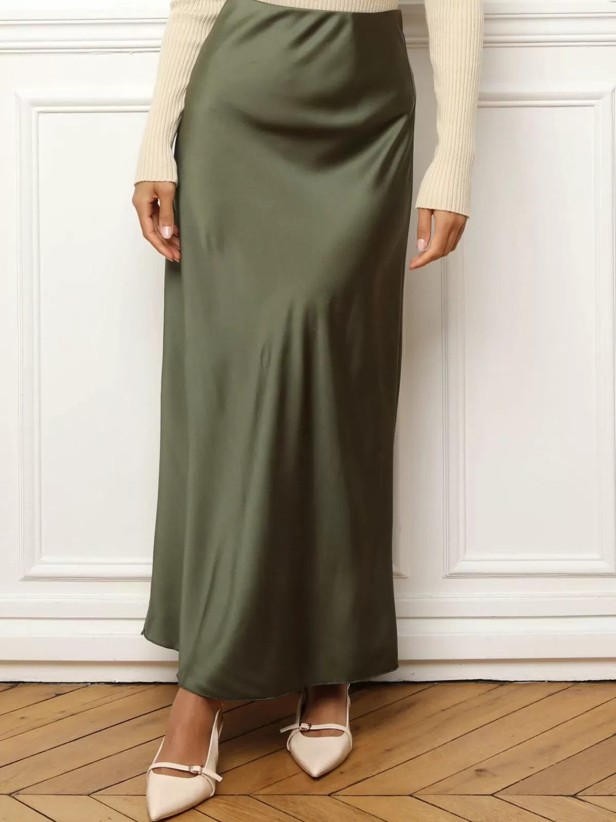 La Modeuse Jupes*Jupe satinée longue et droite