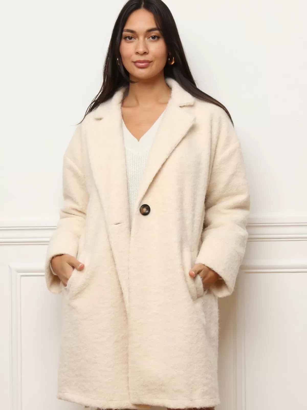 La Modeuse Business Collection | Les Basiques*Manteau mi-long duveteux