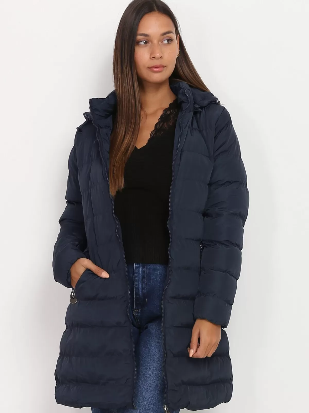 La Modeuse Grandes Tailles (44 Et +)*Manteau mi-long matelassé à capuche