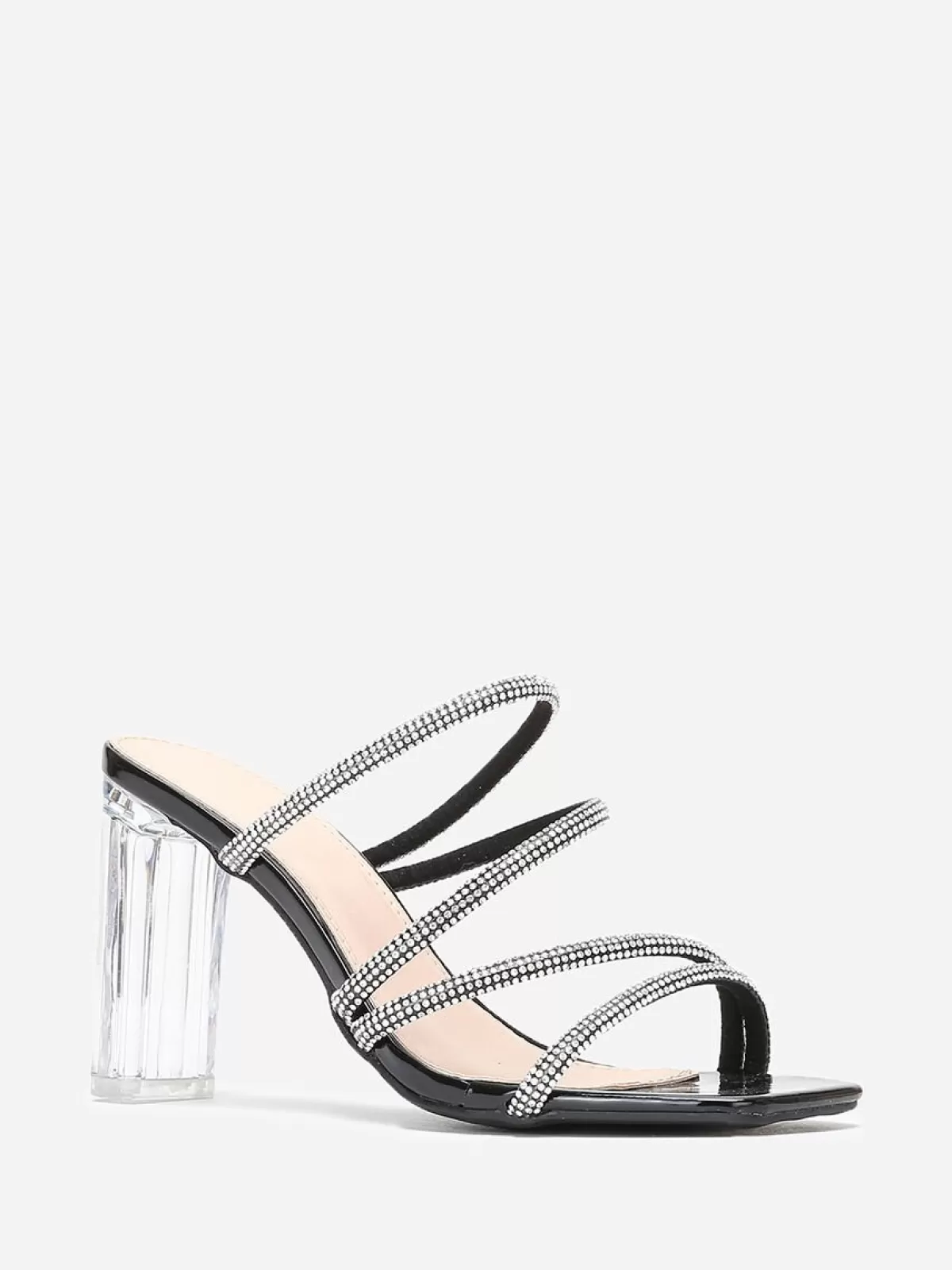 La Modeuse Collection Cérémonies | Sandales à Talon*Mules à talon transparent et brides en strass