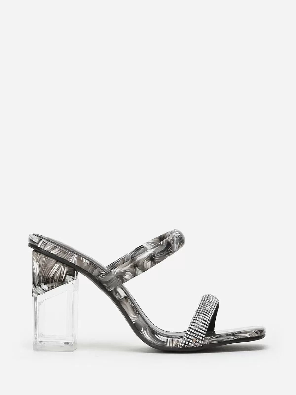 La Modeuse Sandales à Talon | Tongs, Mules*Mules  marbrées à strass et talon transparent