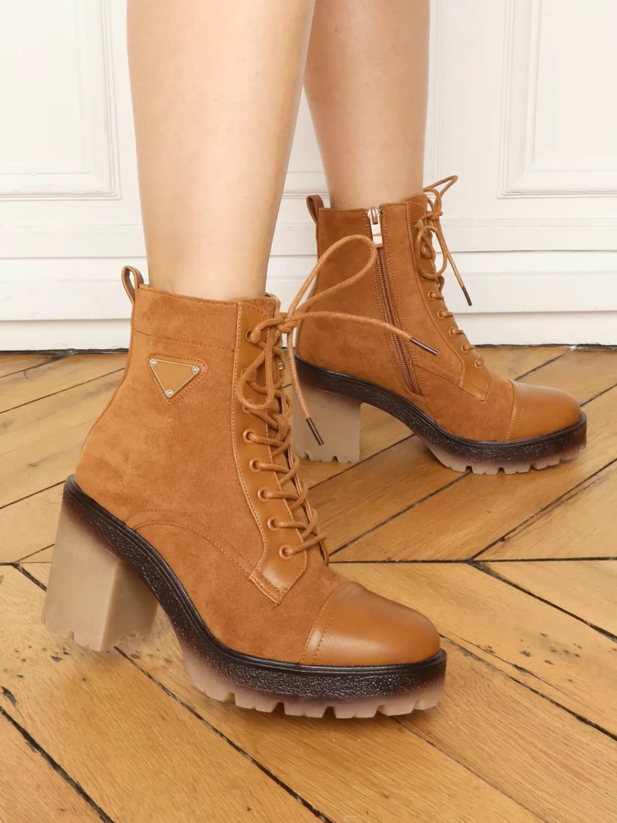 La Modeuse Bottines*Rangers bi-matières à talon