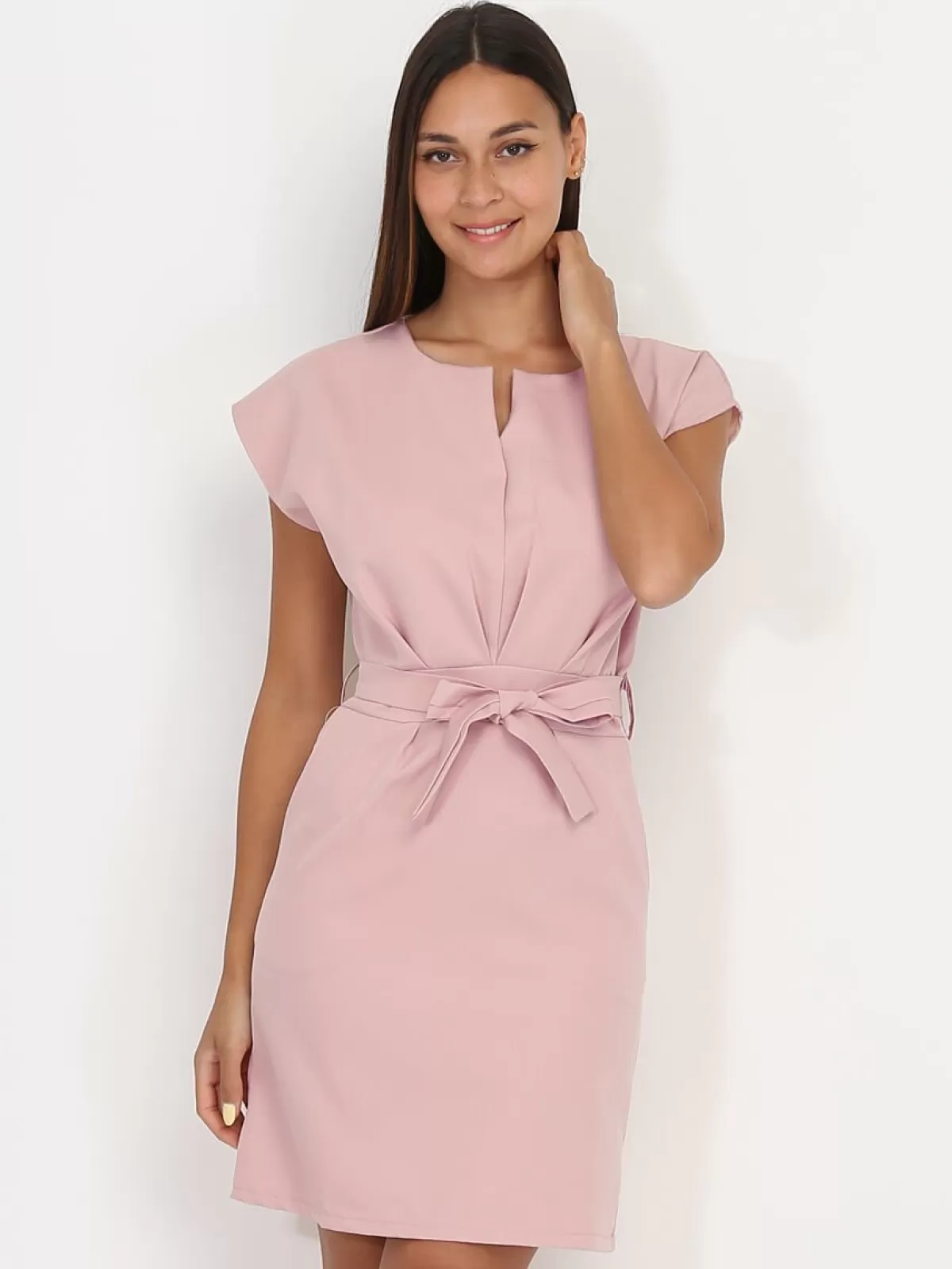 La Modeuse Business Collection | Grandes Tailles (44 Et +)*Robe ceinturée à nouer et col fendu