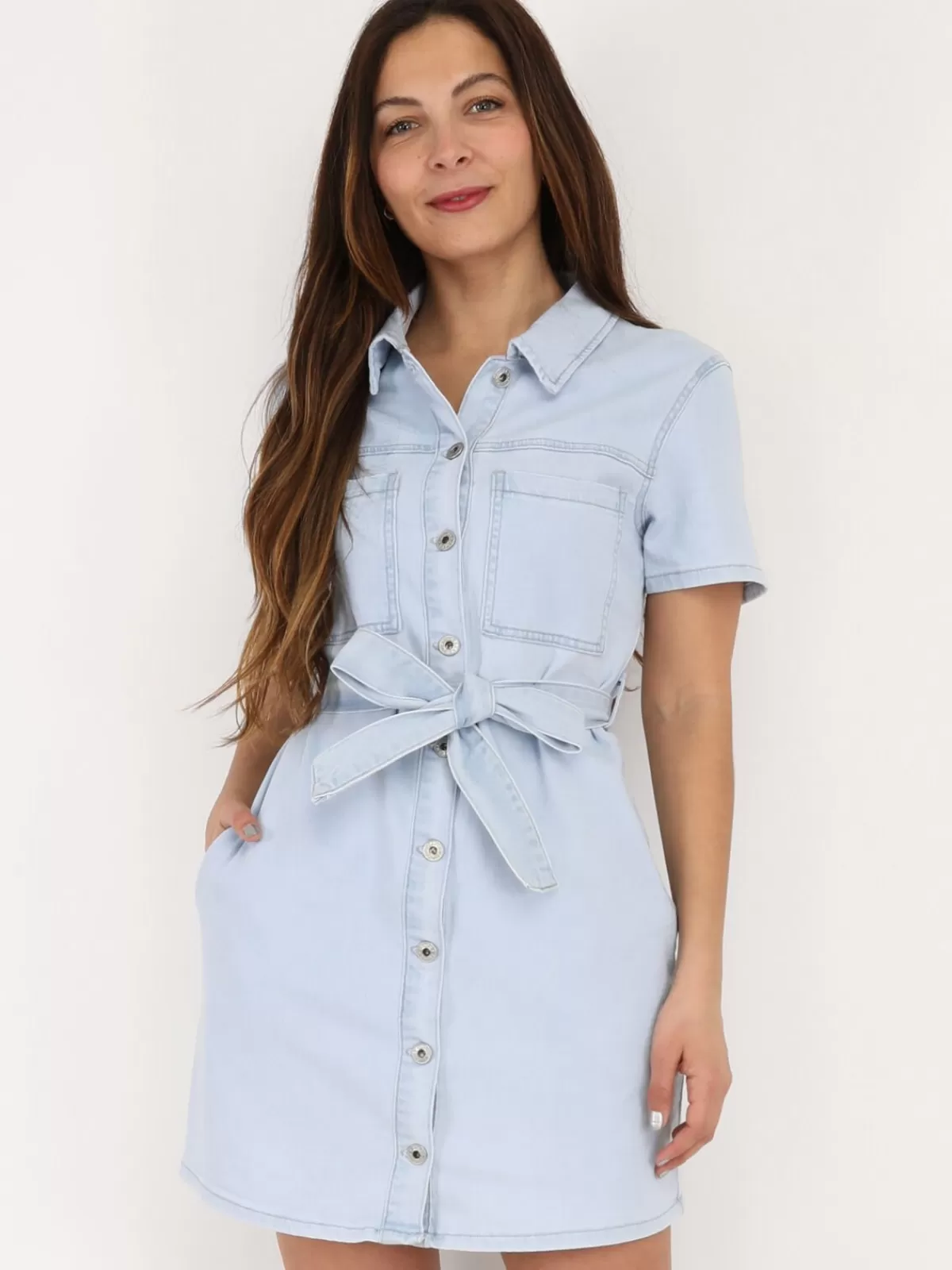 La Modeuse Grandes Tailles (44 Et +)*Robe ceinturée en denim