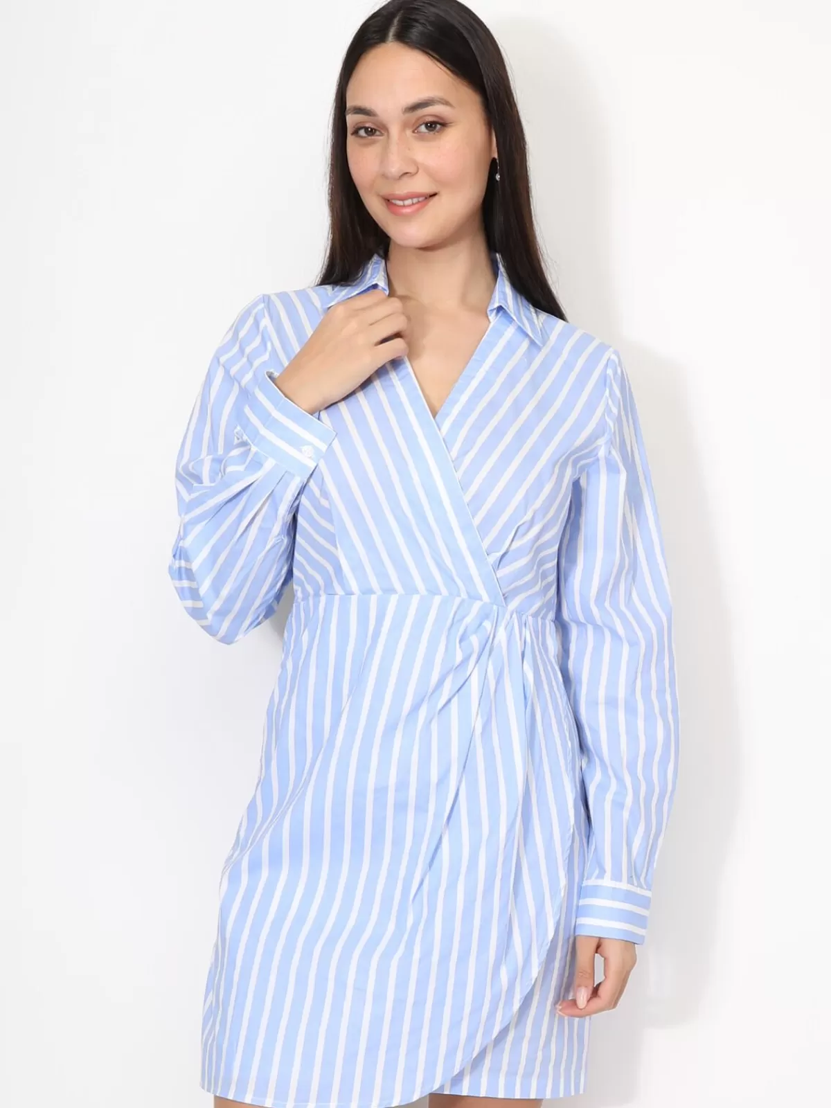 La Modeuse Grandes Tailles (44 Et +) | Robes*Robe chemise à rayures en coton