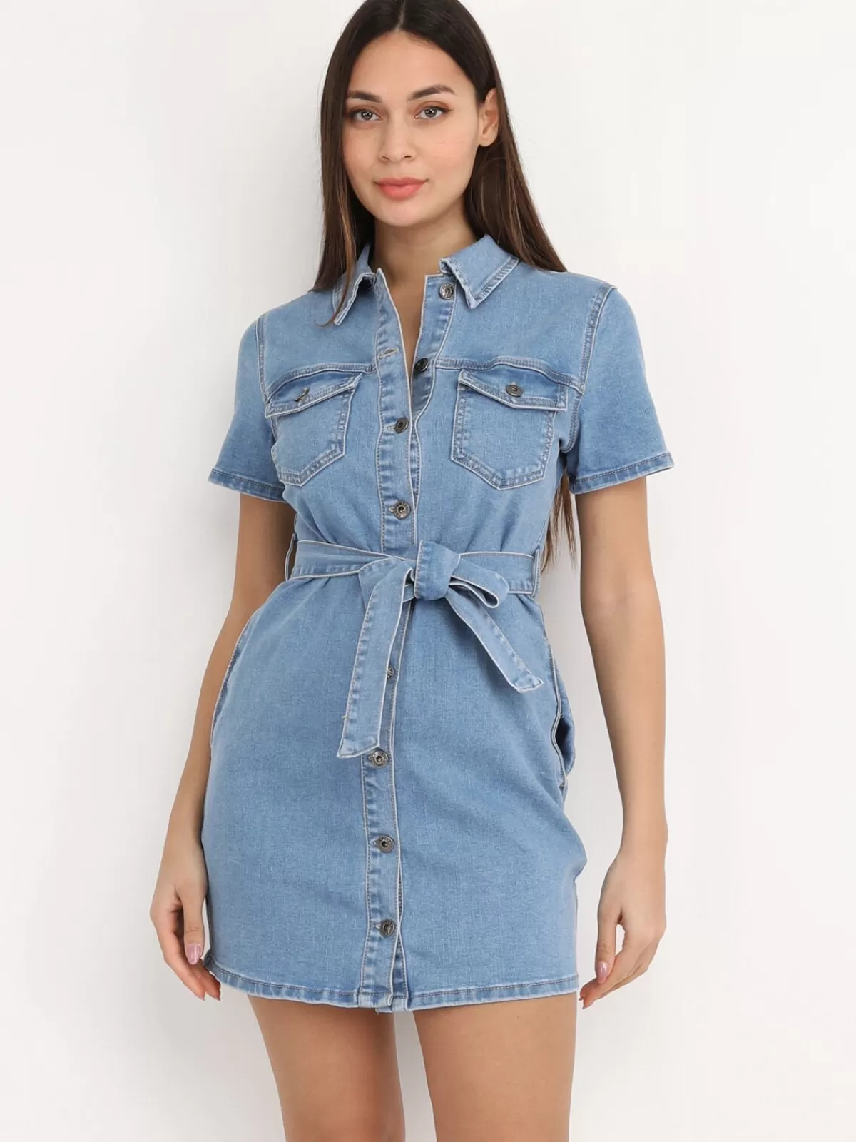 La Modeuse Grandes Tailles (44 Et +) | Robes*Robe chemise denim ceinturée