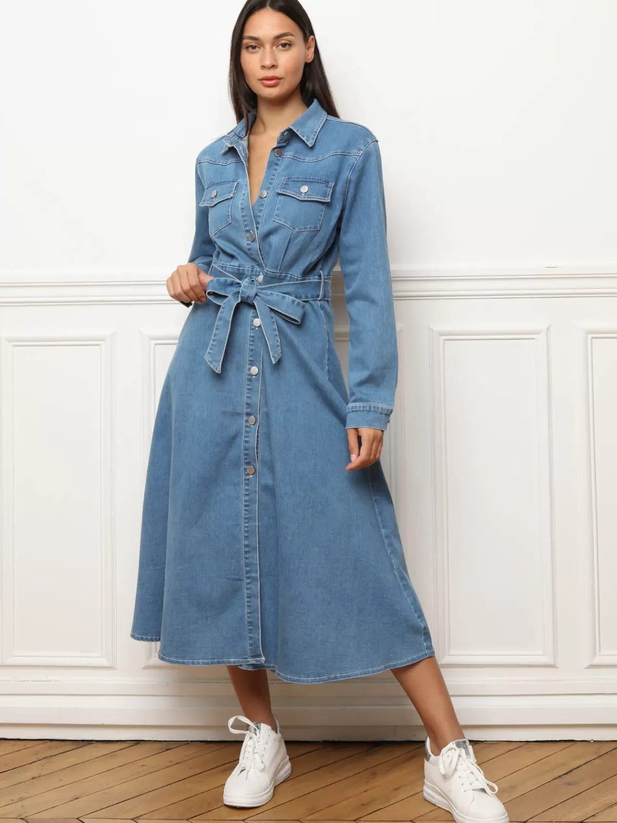 La Modeuse Grandes Tailles (44 Et +) | Robes*Robe chemise en denim à nouer