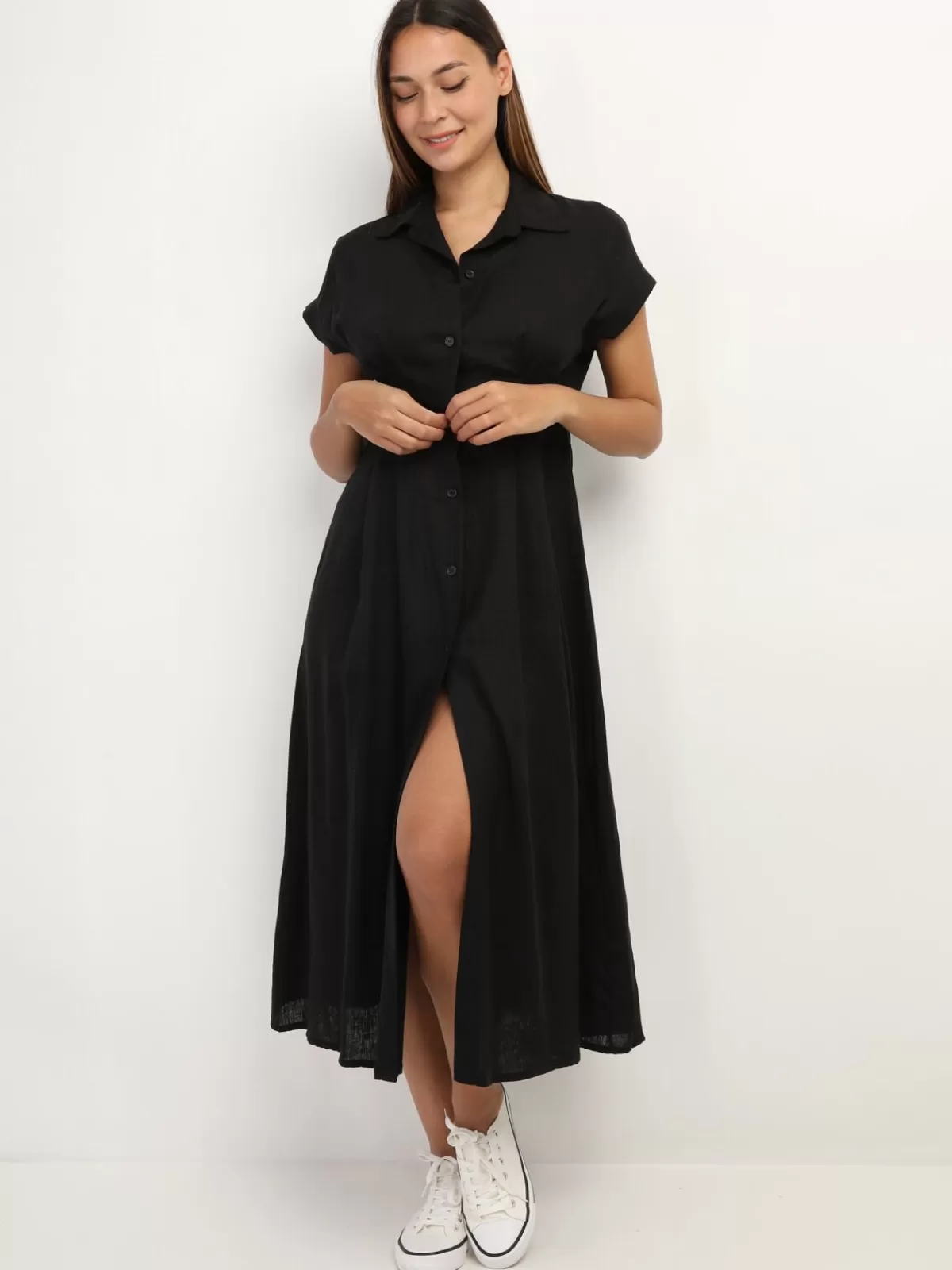 La Modeuse Business Collection | FASHION MATERNITY*Robe en lin boutonnée à fente