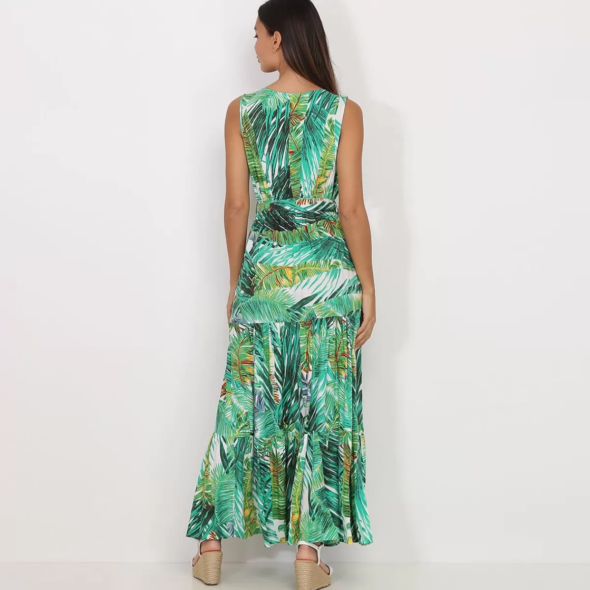 La Modeuse FASHION MATERNITY*Robe longue ceinturée à imprimé tropical