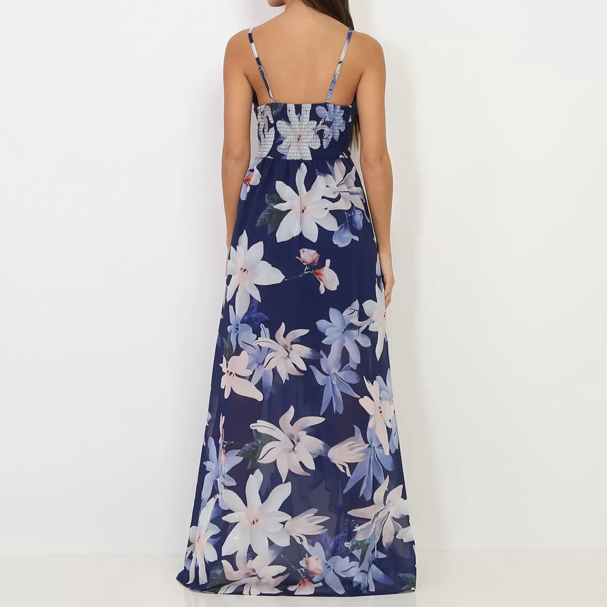 La Modeuse Collection Cérémonies*Robe longue fendue asymétrique à fleurs