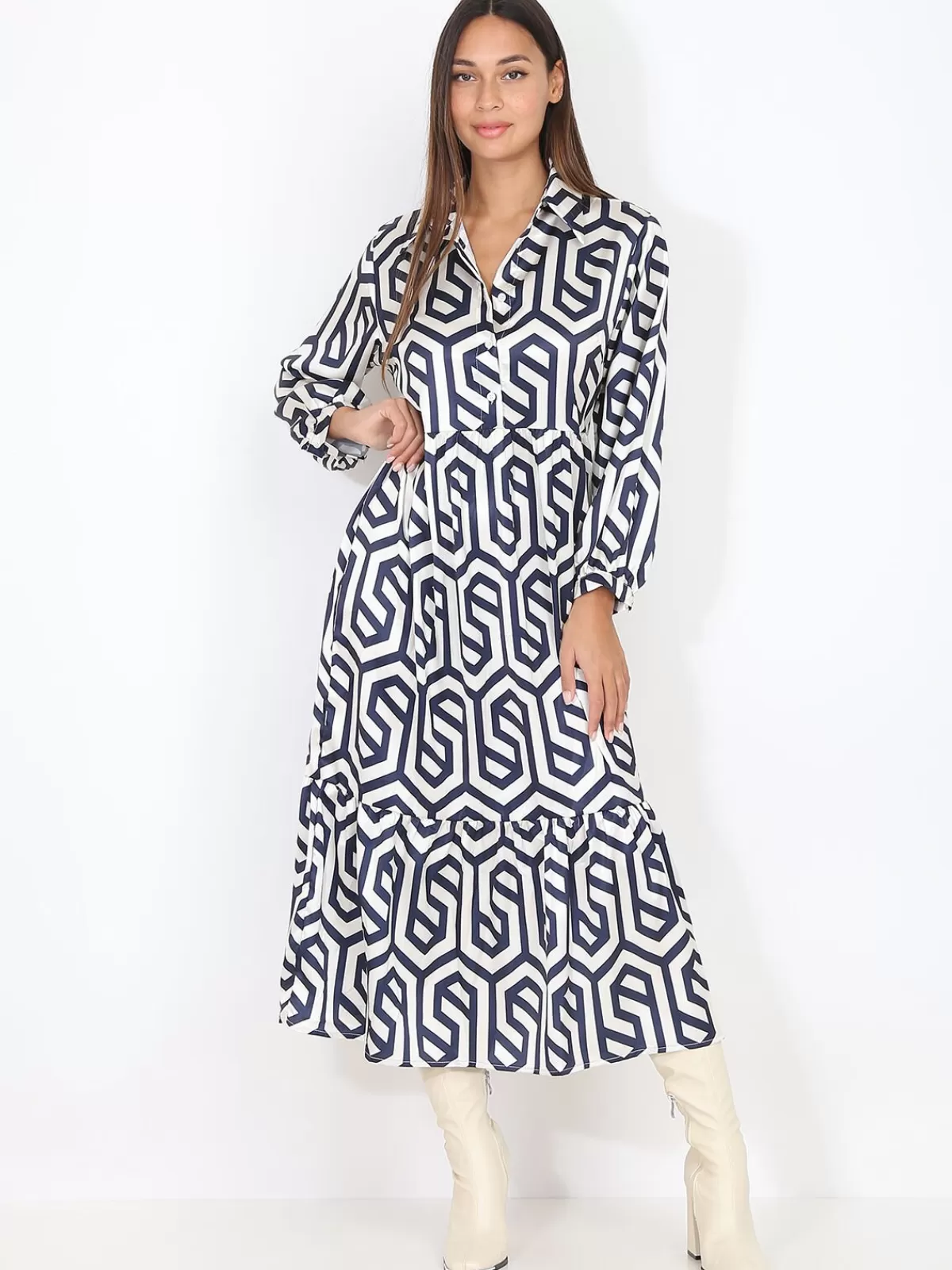 La Modeuse FASHION MATERNITY*Robe longue évasée à motif rétro