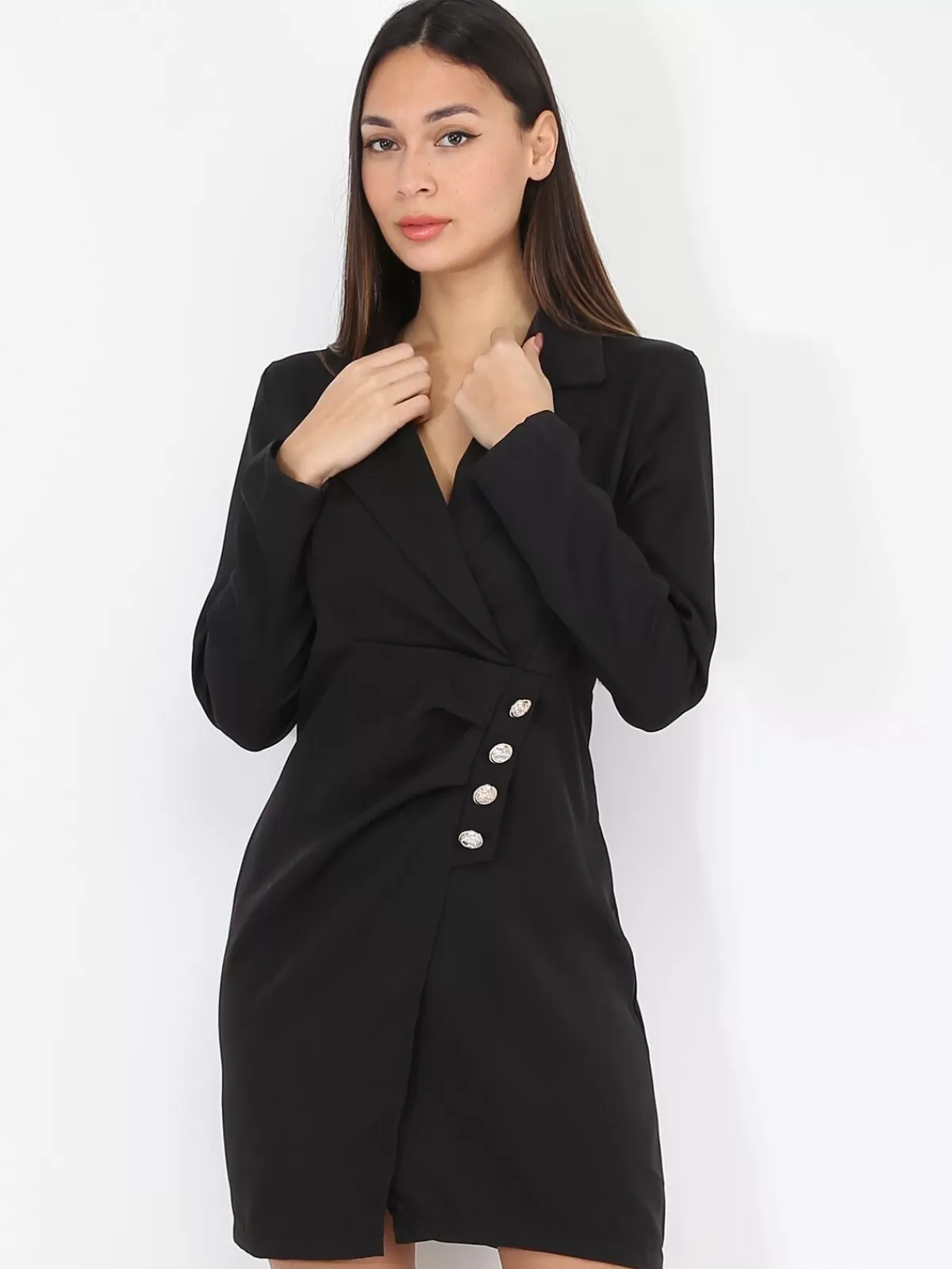 La Modeuse Business Collection | Grandes Tailles (44 Et +)*Robe portefeuille à boutons officiers