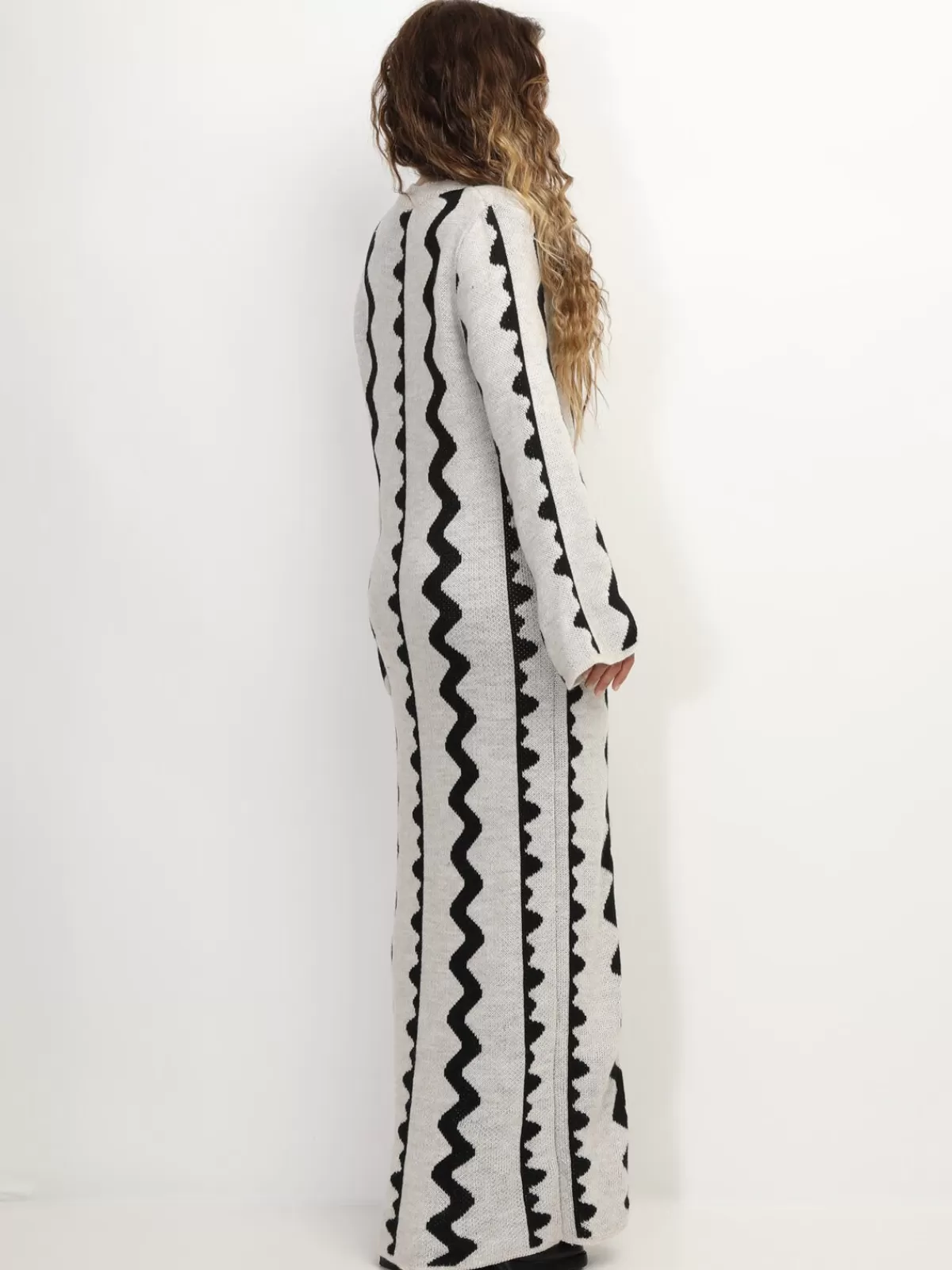 La Modeuse Robes | Robes Pull*Robe pull longue à motif vagues