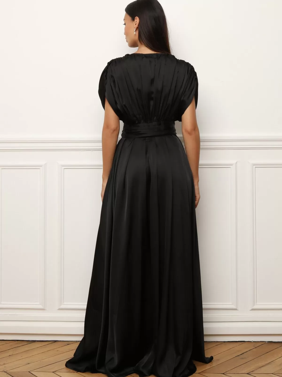 La Modeuse Best Sellers De La Modeuse | Collection Cérémonies*Robe satinée et froncée style portefeuille