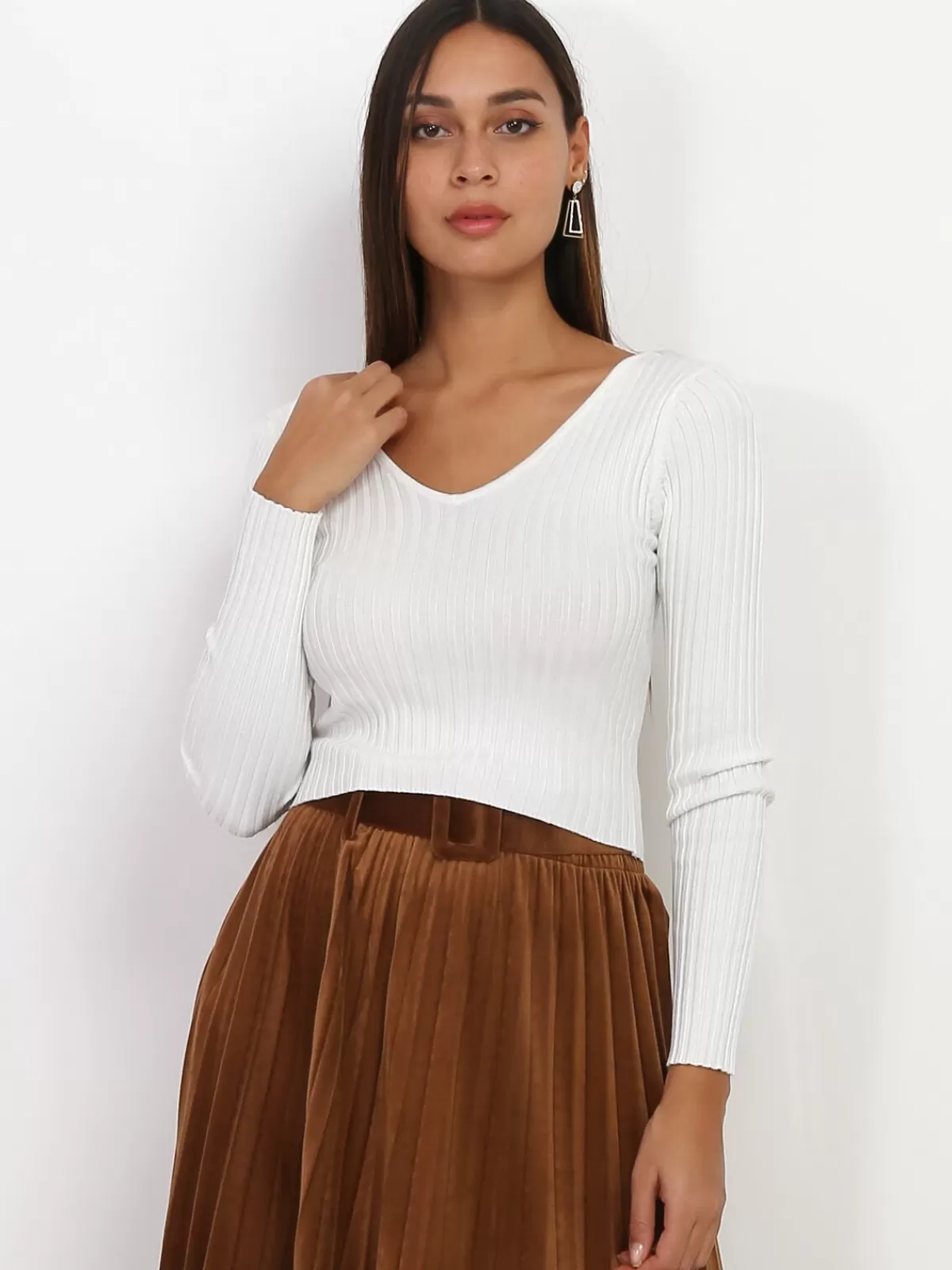 La Modeuse Les Basiques | Pulls*Sous pull cropped en maille côtelée