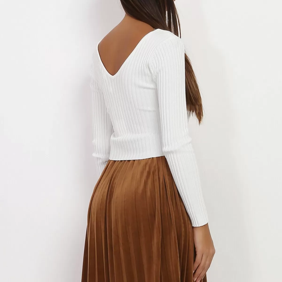 La Modeuse Les Basiques | Pulls*Sous pull cropped en maille côtelée