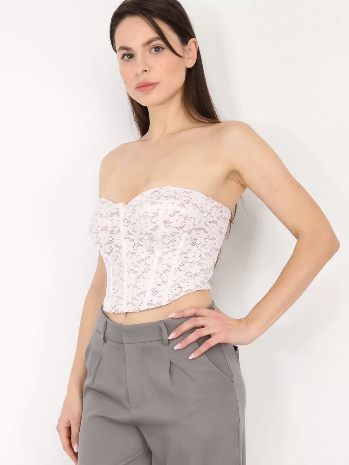 La Modeuse Collection Cérémonies | Tops, T-shirts*Top bustier en dentelle fleurie