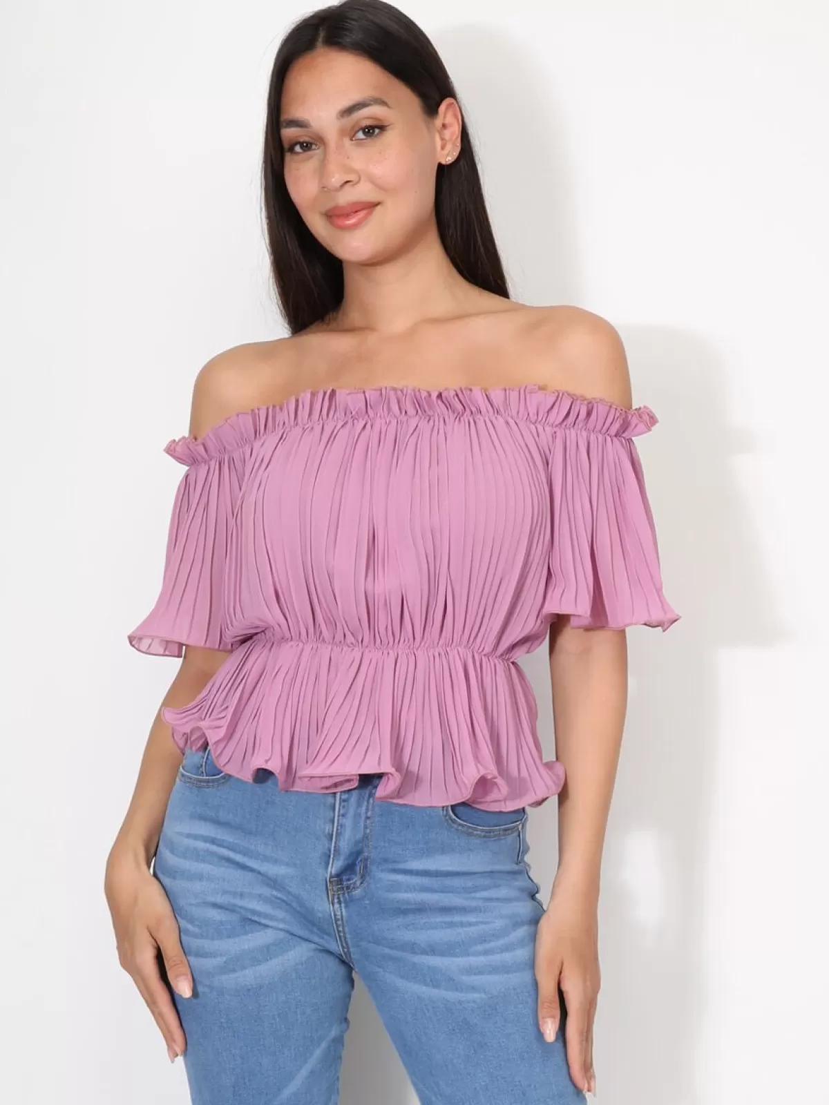 La Modeuse Tops, T-shirts*Top péplum plissé avec volants