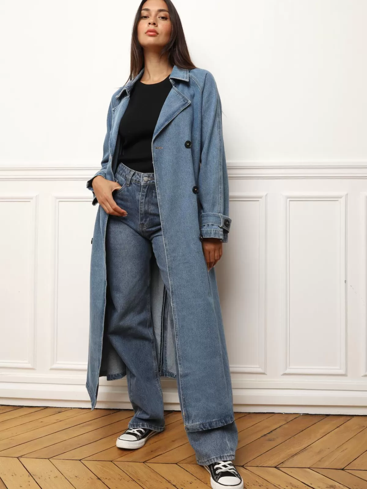 La Modeuse Business Collection | Grandes Tailles (44 Et +)*Trench en denim à nouer