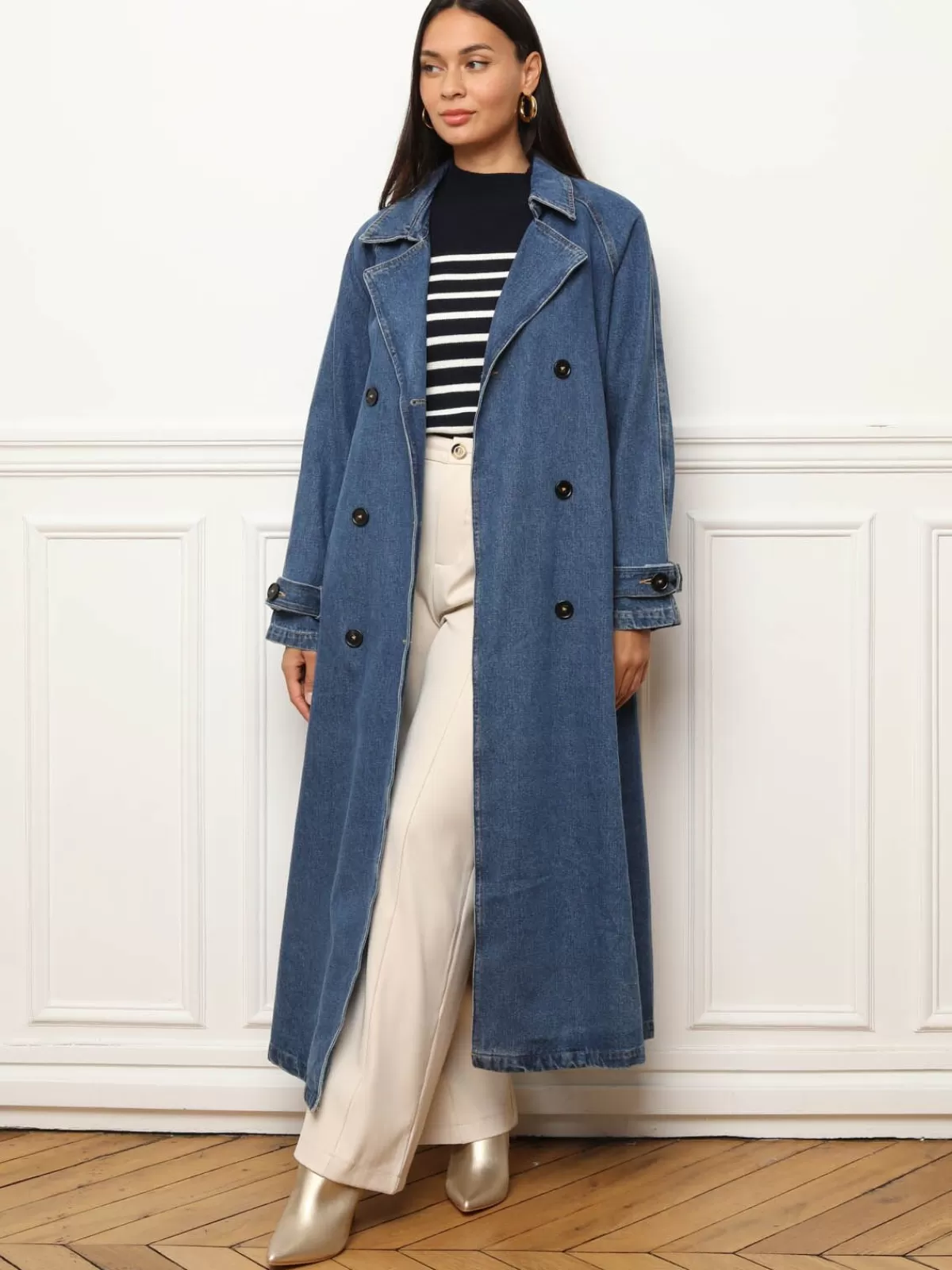 La Modeuse Business Collection | Grandes Tailles (44 Et +)*Trench en denim à nouer