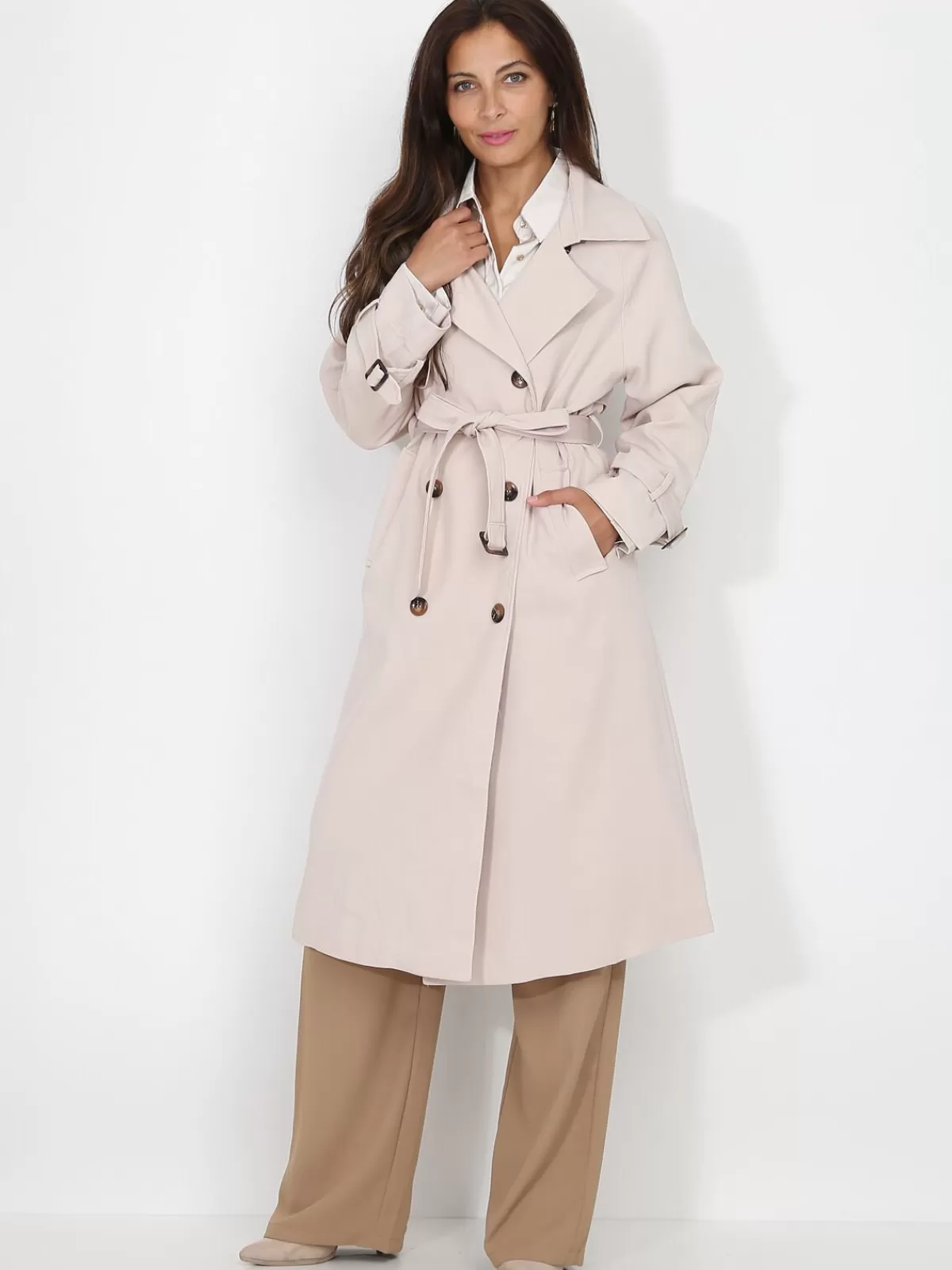 La Modeuse Business Collection | Trenchs*Trench mi-long droit ceinturé