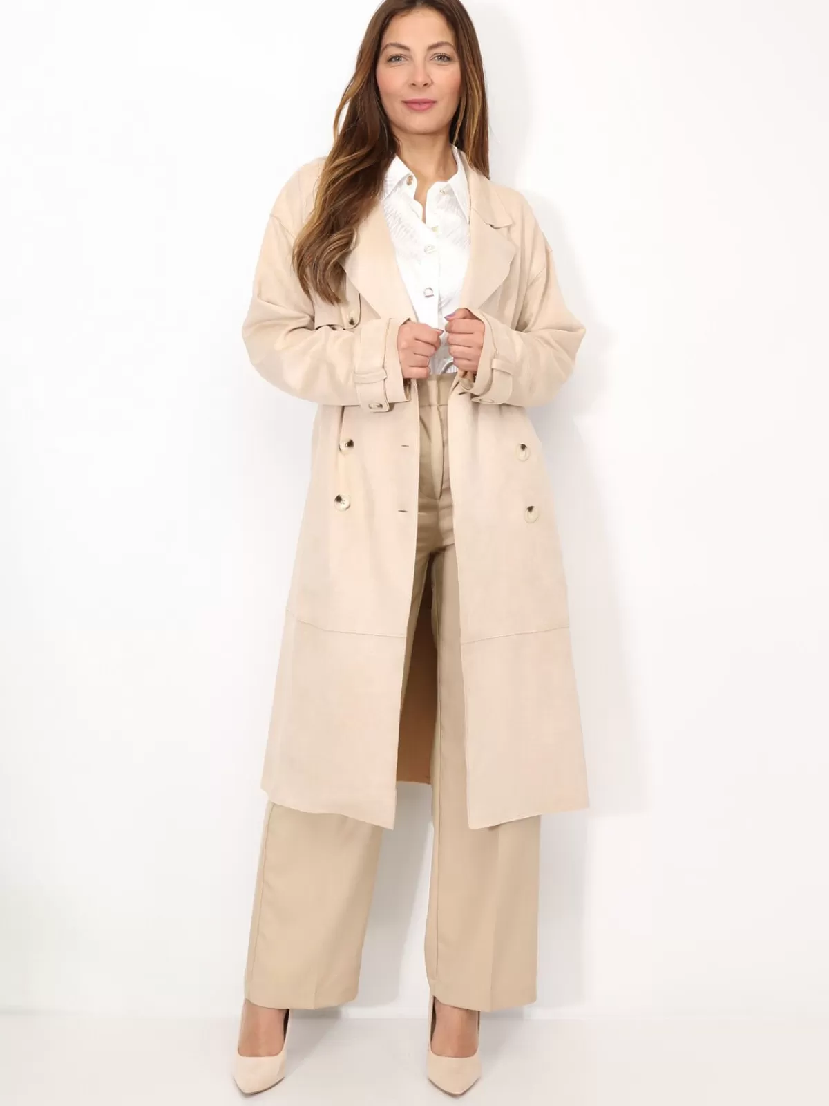 La Modeuse Business Collection | Trenchs*Trench mi-long en suédine