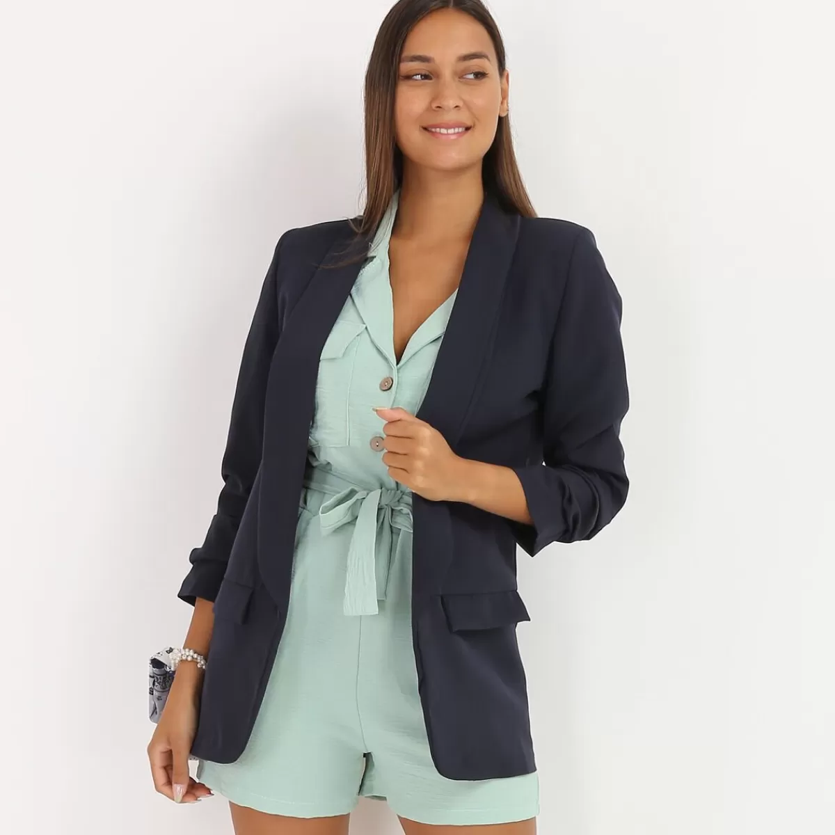 La Modeuse Collection Cérémonies | Business Collection*Veste blazer à manches retroussées